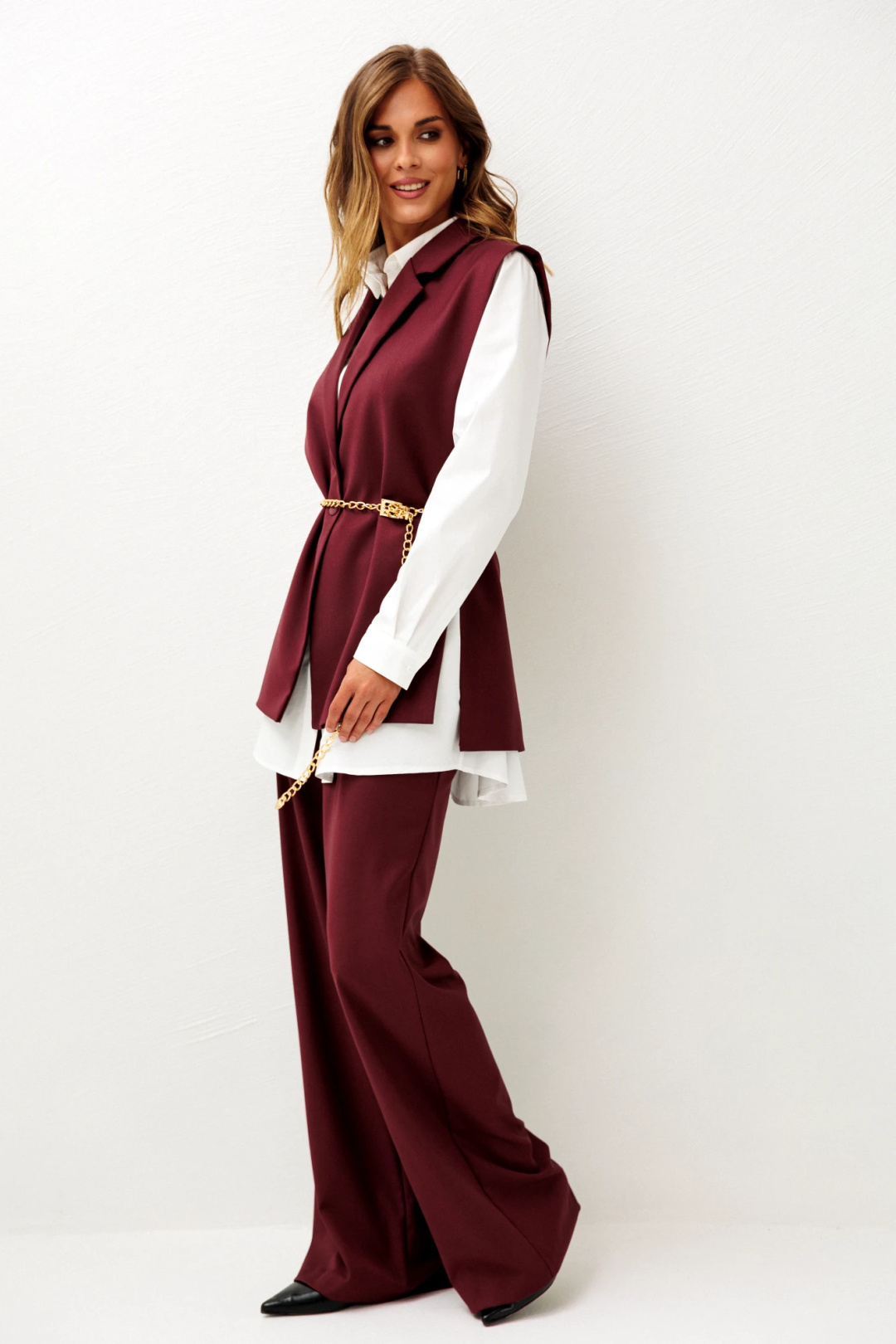Костюм Lars Style 1246 оттенки бордо+молочного