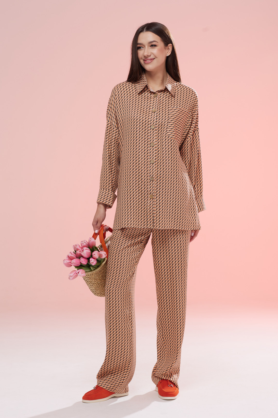 Костюм Lars Style 779 принт ромб теплых коричневых тонов с черным - фото 3