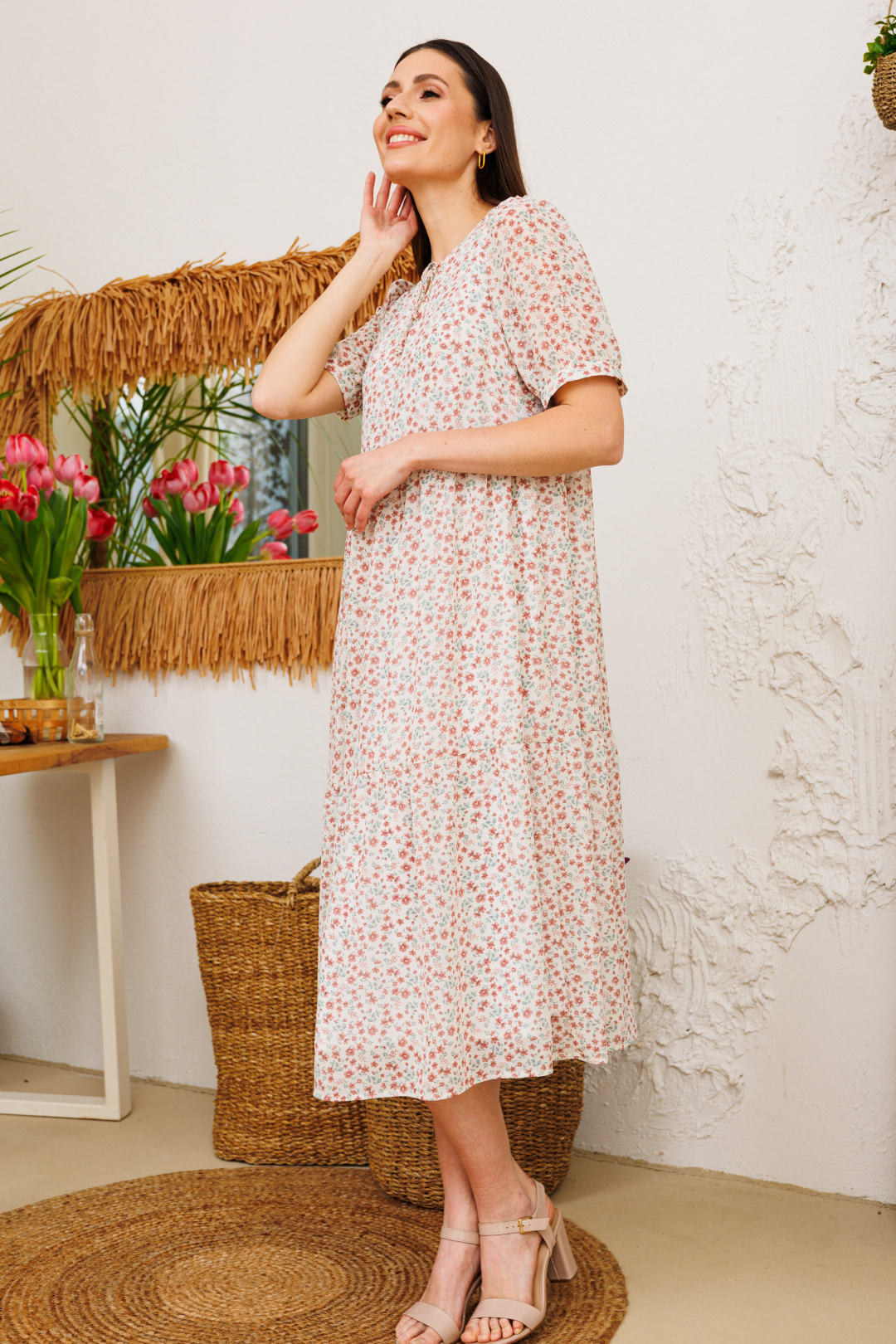Платье Lars Style 896/1 бело-розовый