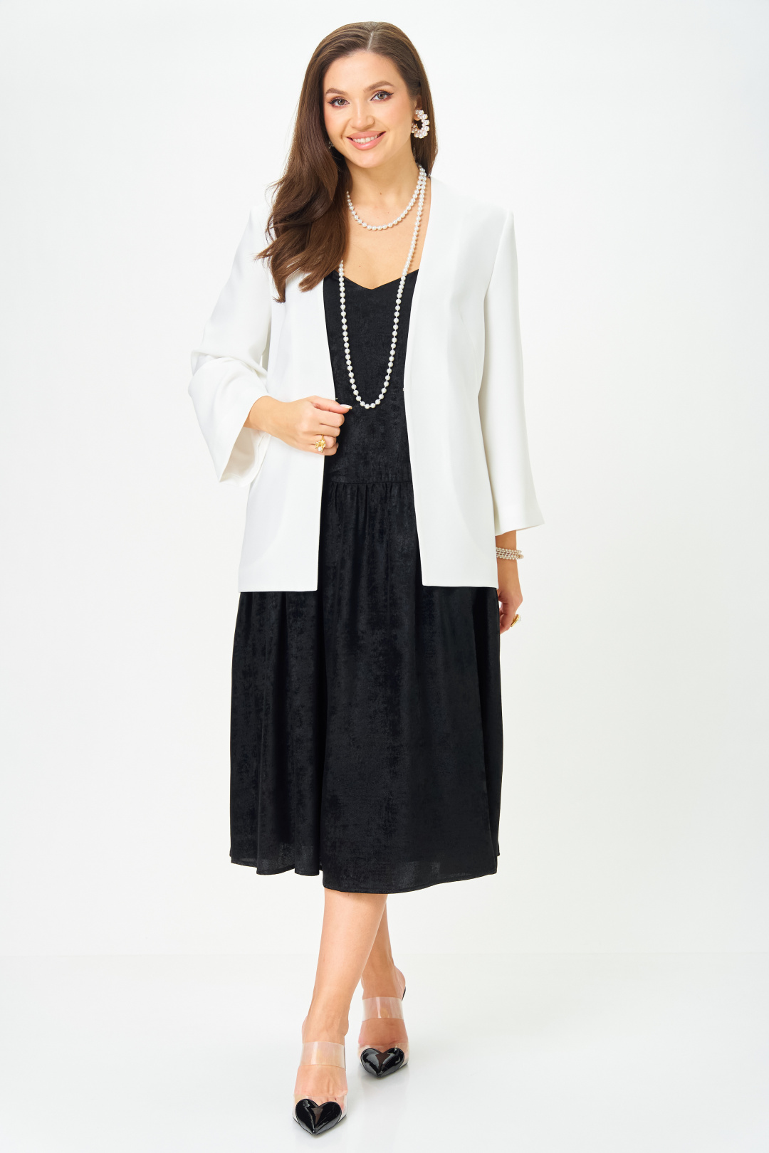 Костюм LeNata 20457 белый с черным - фото 1