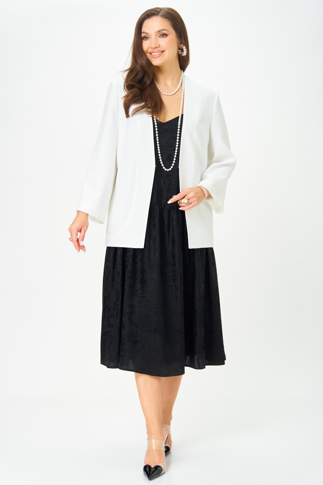 Костюм LeNata 20457 белый с черным - фото 3