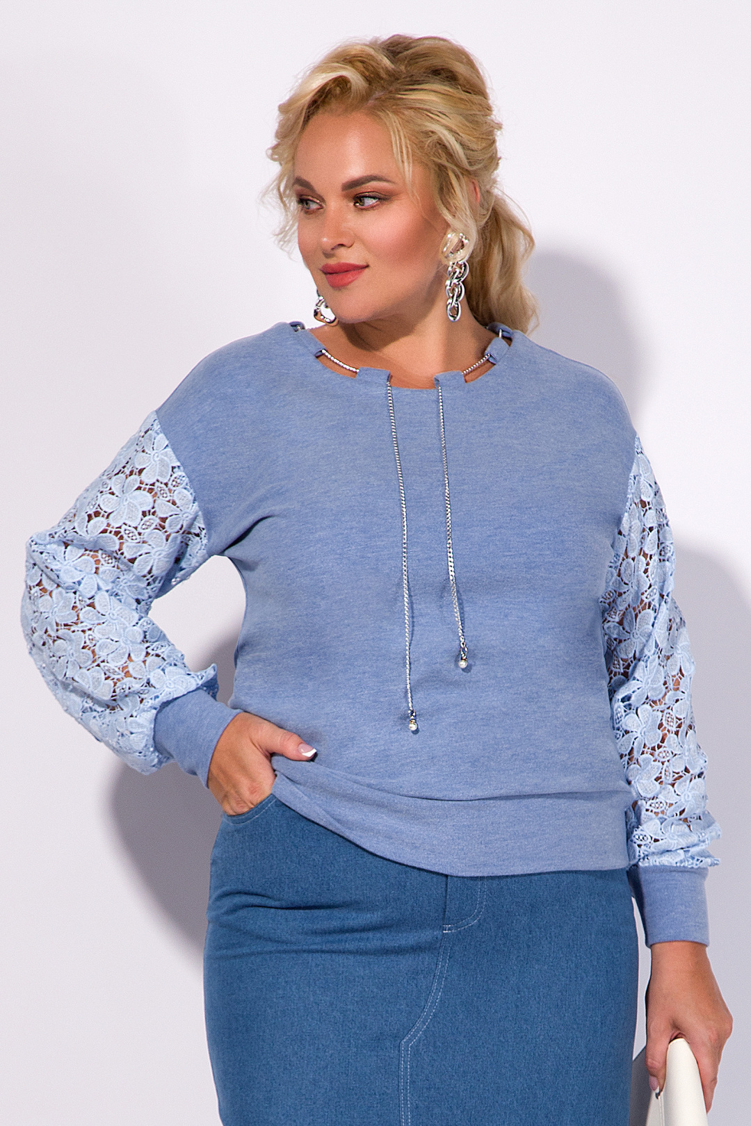 Джемпер Лилиана 1345 голубой - фото 1