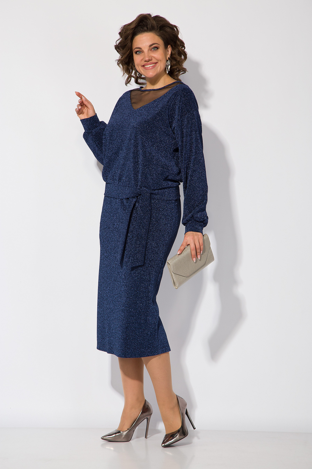 Костюм Лилиана 1393 синий сапфир - фото 3