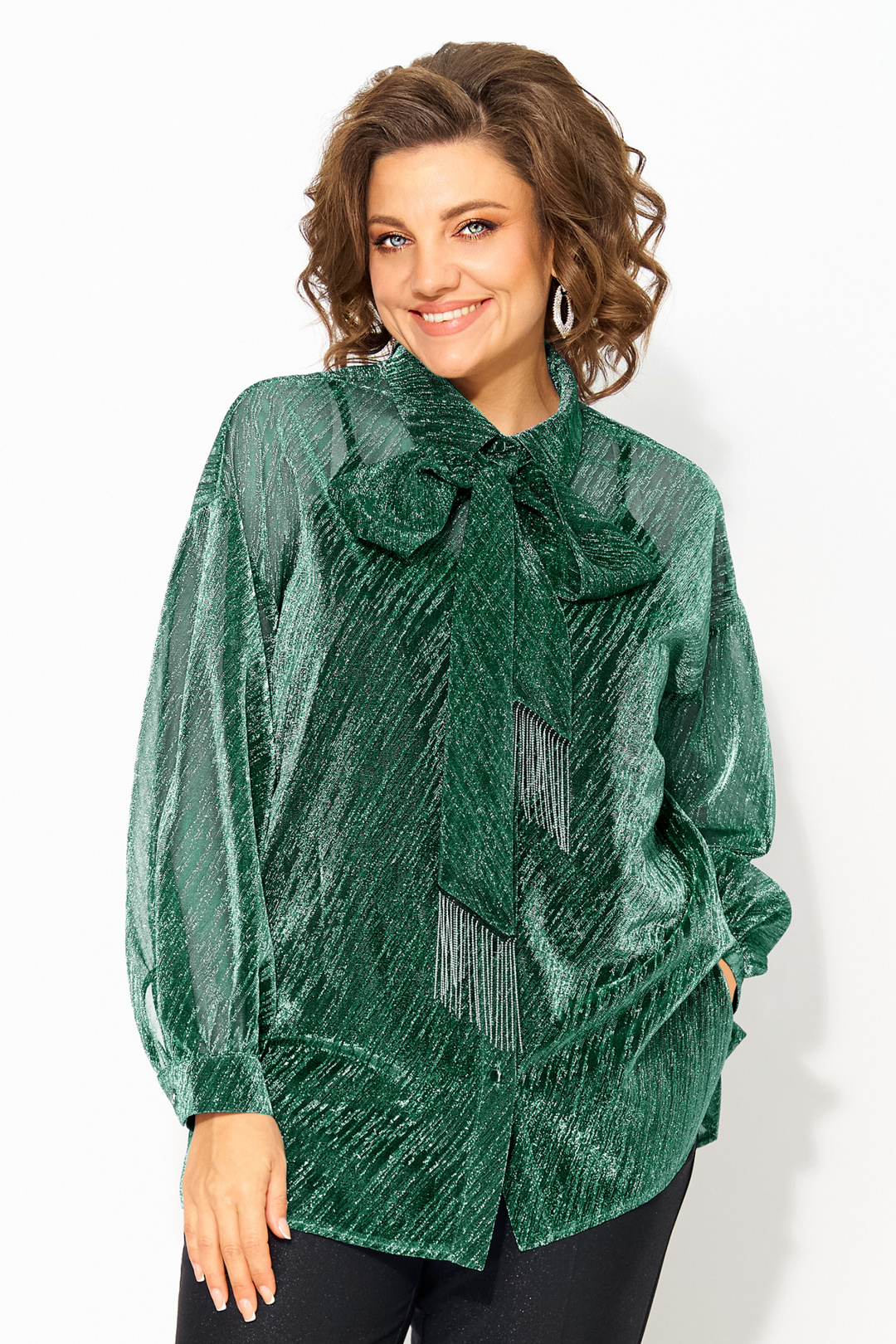 Блузка Лилиана 1496 изумруд - фото 1