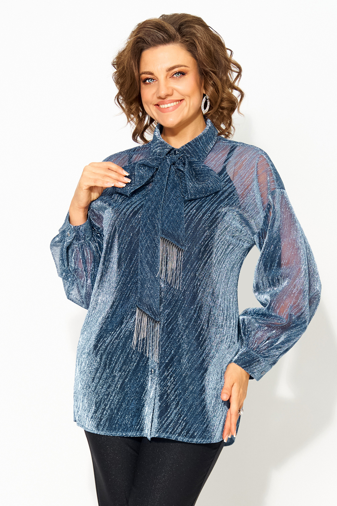 Блузка Лилиана 1496 синий - фото 1