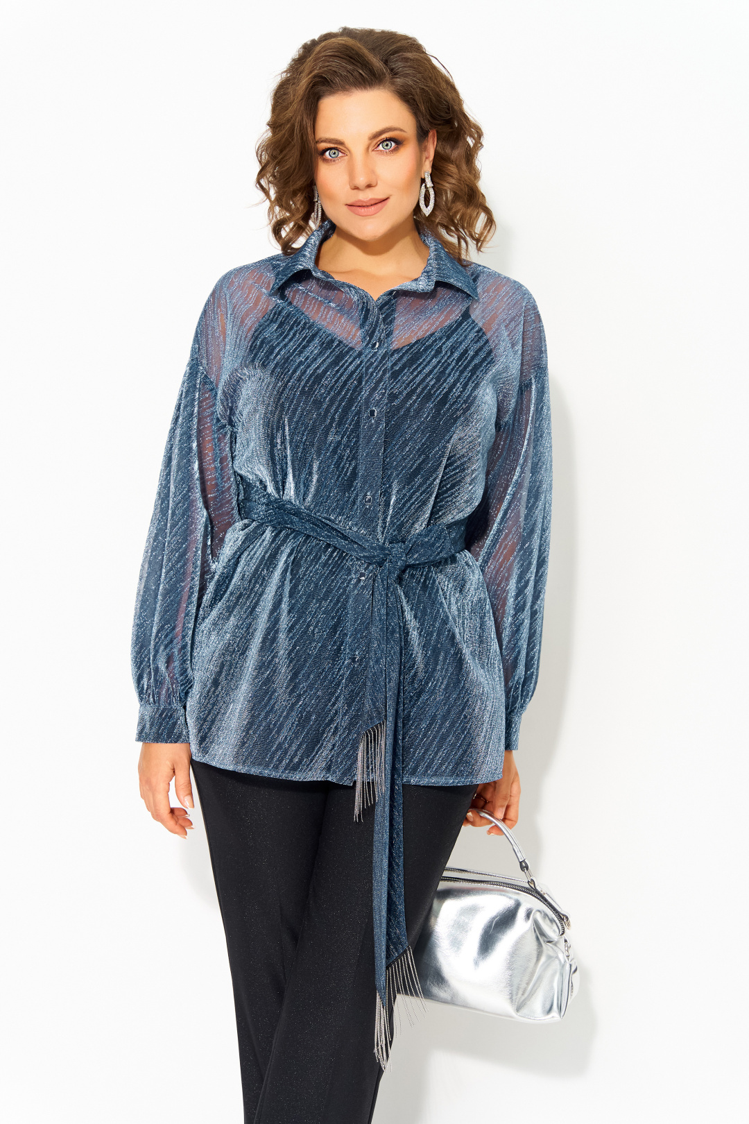 Блузка Лилиана 1496 синий - фото 2