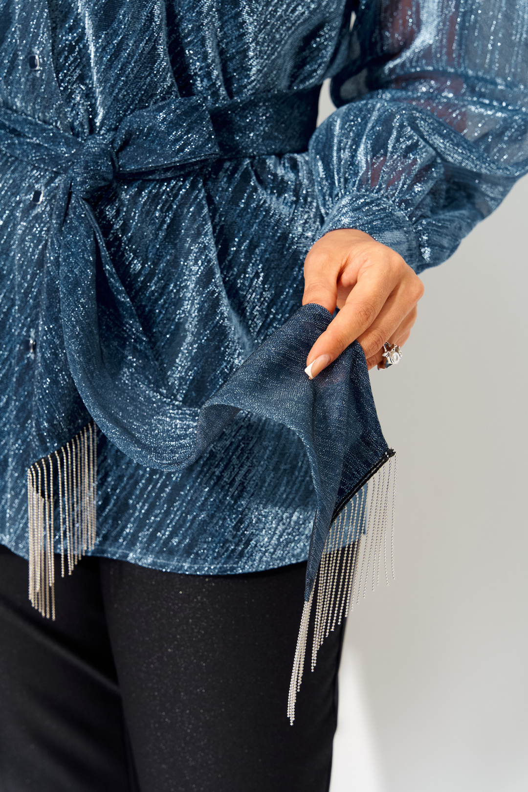 Блузка Лилиана 1496 синий - фото 3