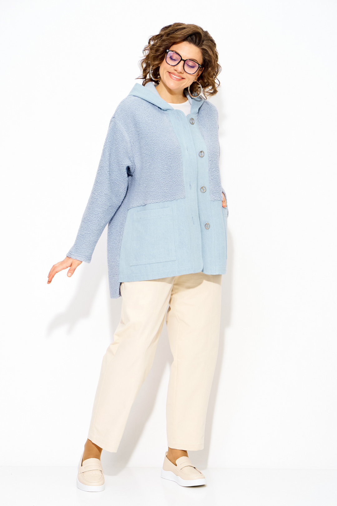 Костюм Лилиана 1515-1507 голубой + экрю - фото 2