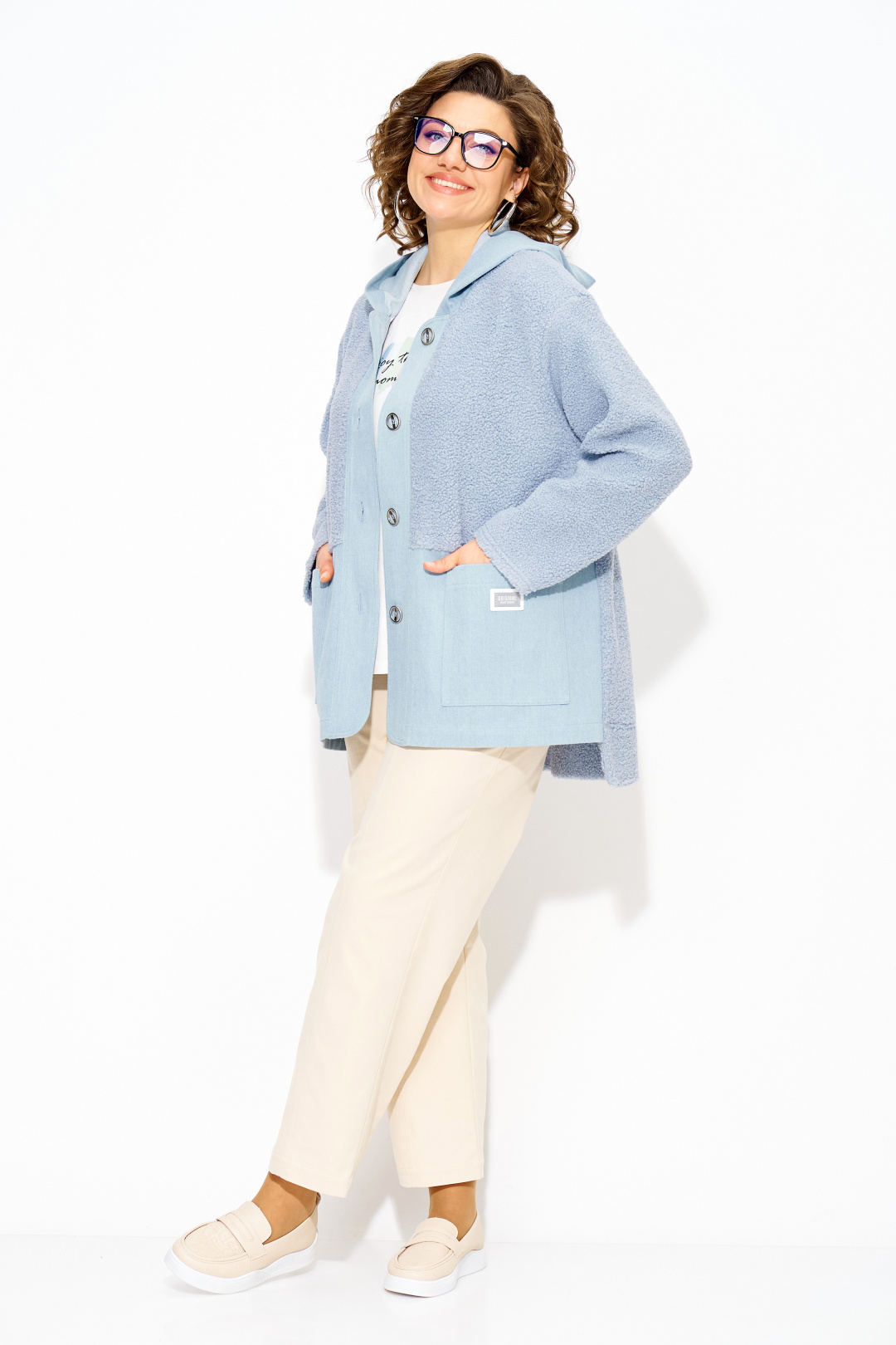 Костюм Лилиана 1515-1507 голубой + экрю - фото 4