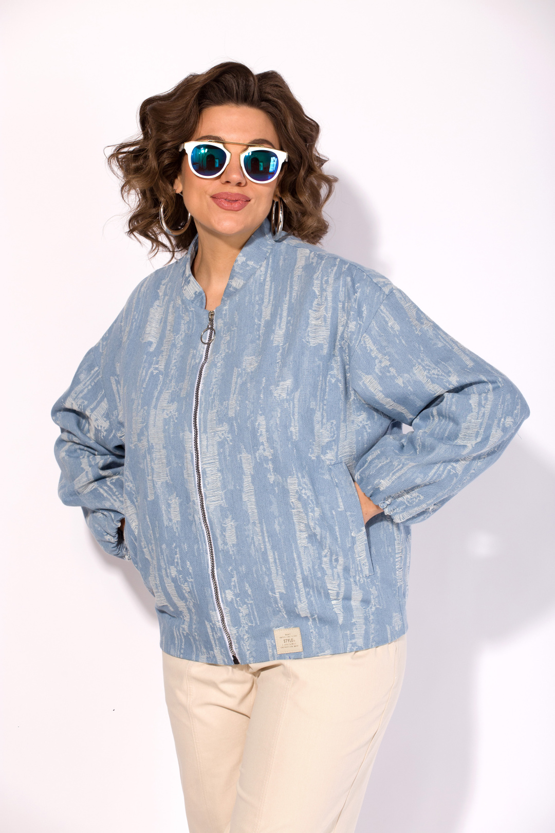 Костюм Лилиана 1517-1507 джинсовый + экрю