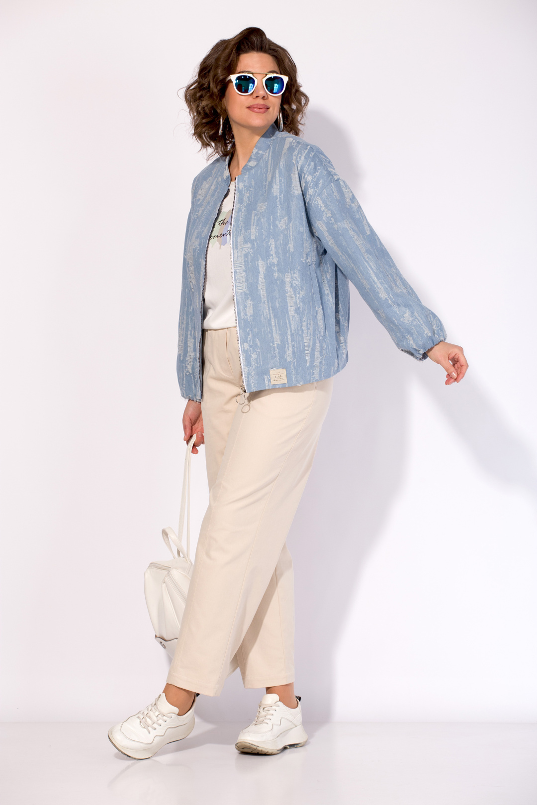 Костюм Лилиана 1517-1507 джинсовый + экрю