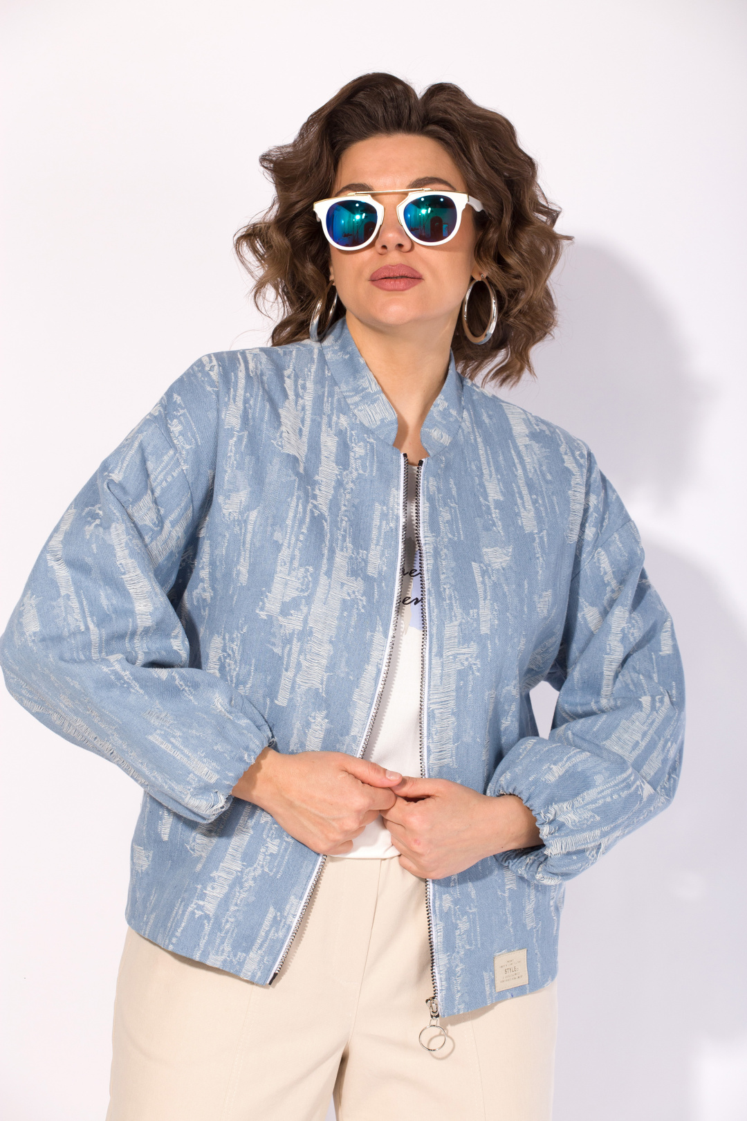 Костюм Лилиана 1517-1507 джинсовый + экрю