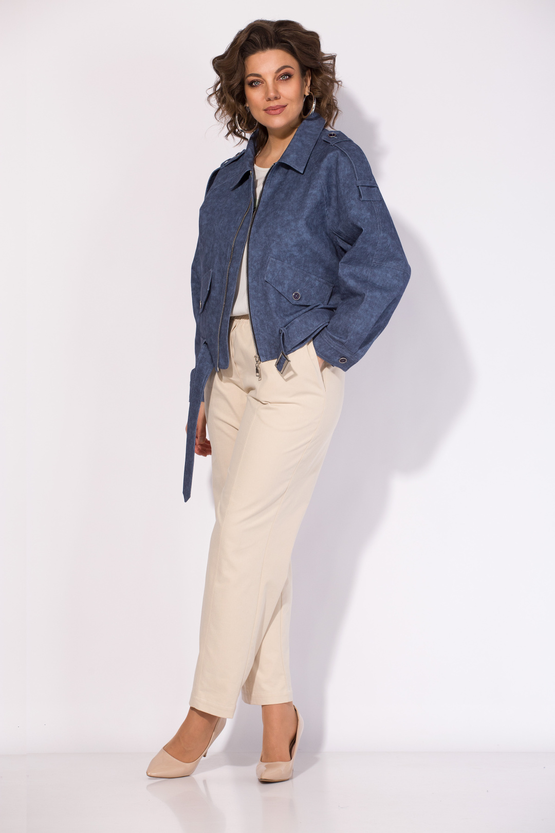 Костюм Лилиана 1522-1507 синий + экрю - фото 1