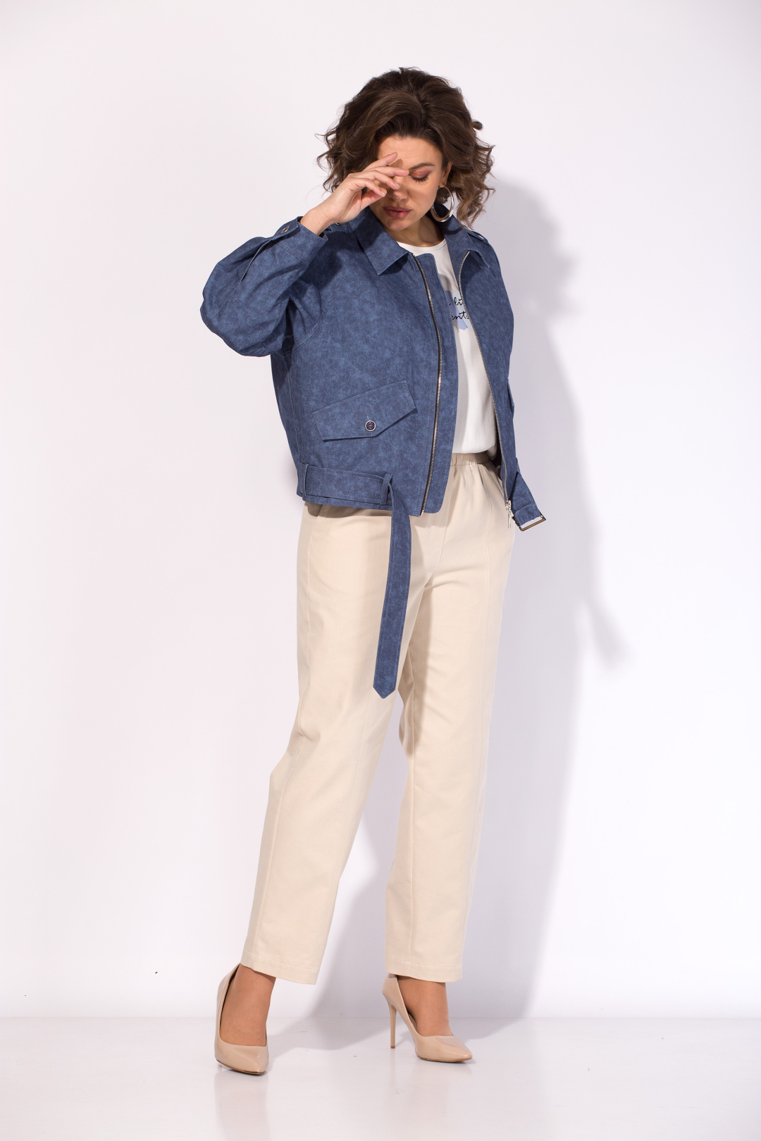 Костюм Лилиана 1522-1507 синий + экрю - фото 3