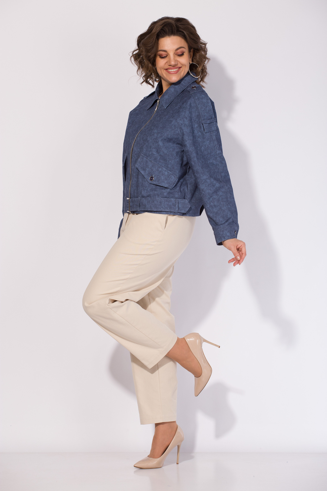 Костюм Лилиана 1522-1507 синий + экрю - фото 4