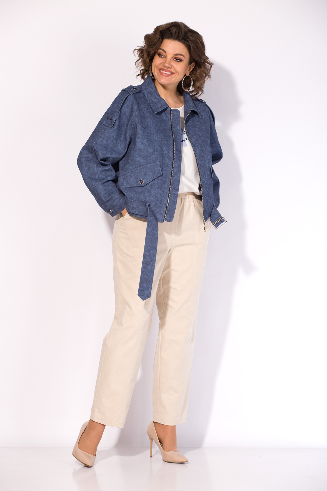 Костюм Лилиана 1522-1507 синий + экрю