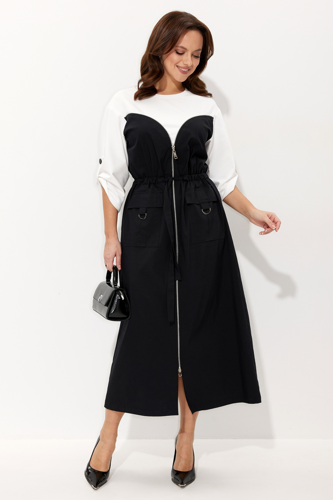 Платье Лиона-Стиль 970 черный+белый