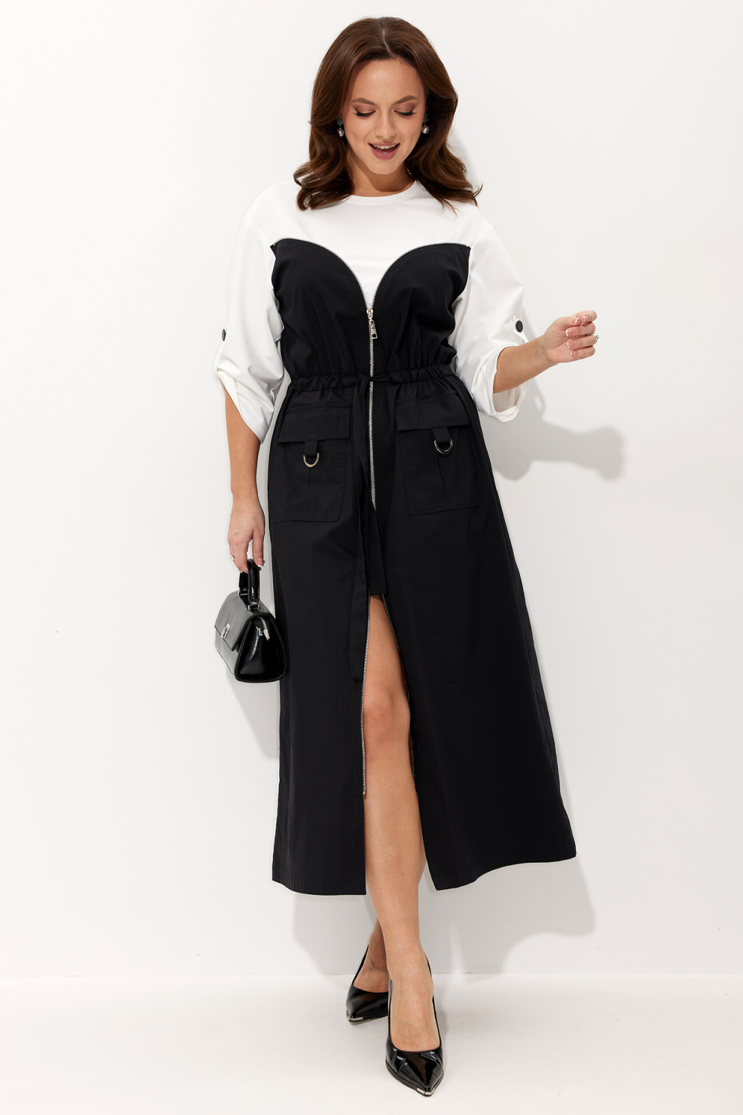 Платье Лиона-Стиль 970 черный+белый - фото 4