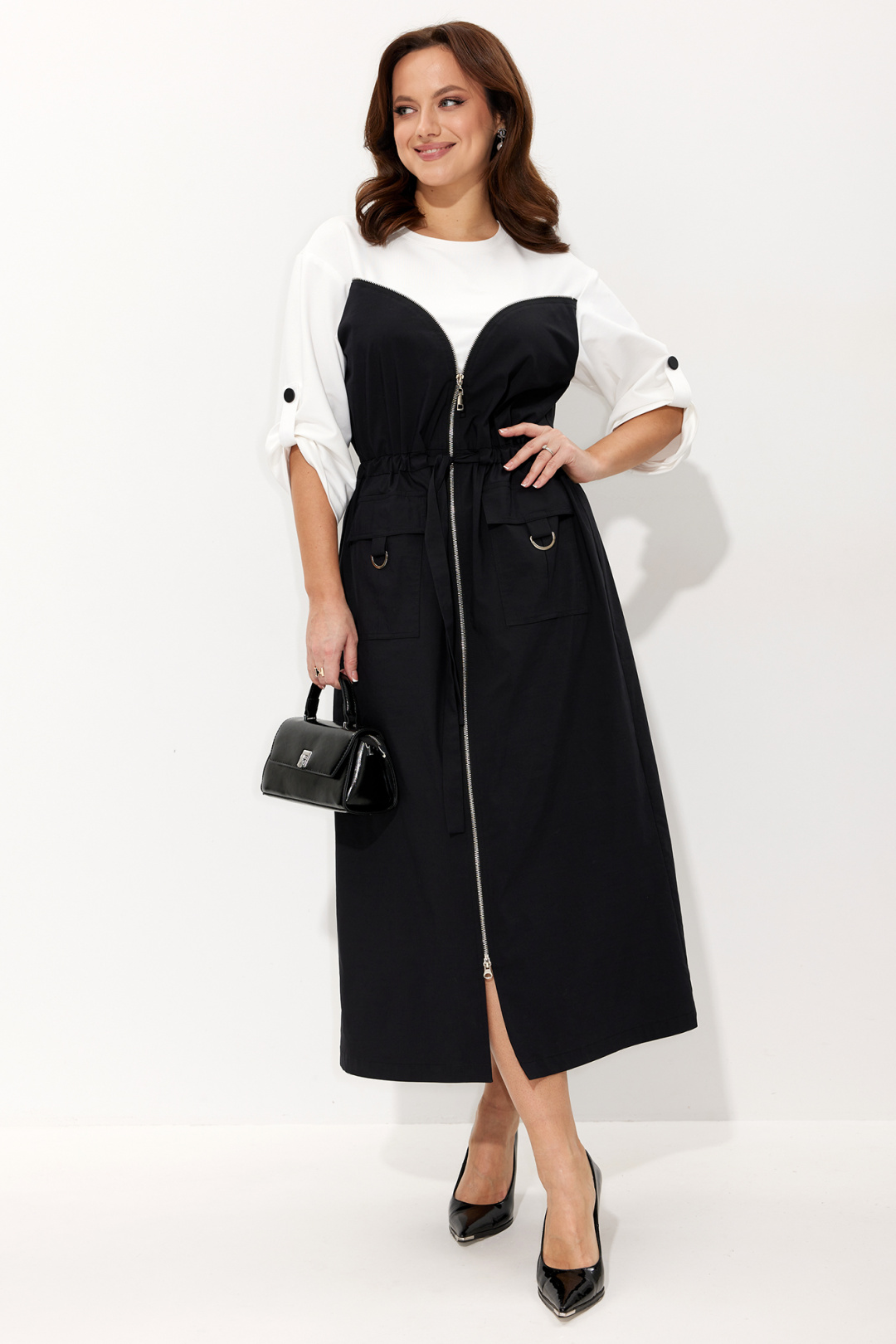 Платье Лиона-Стиль 970 черный+белый - фото 6