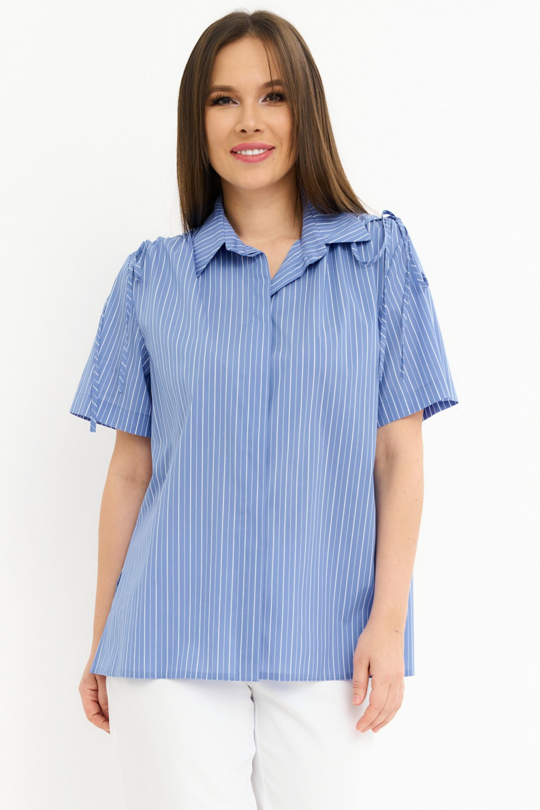 Блузка Магия Моды 2258 голубой в полоску - фото 1