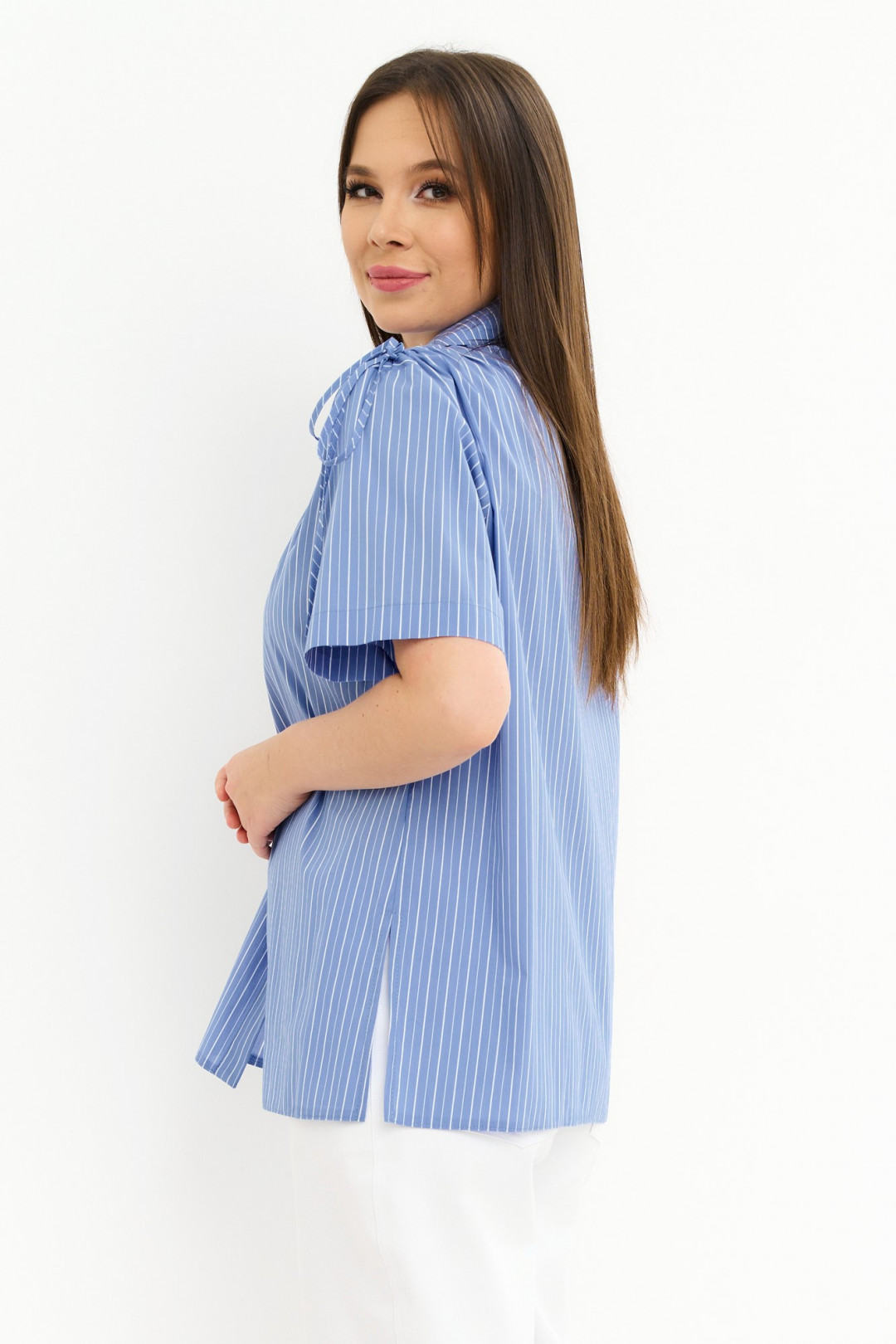 Блузка Магия Моды 2258 голубой в полоску - фото 2