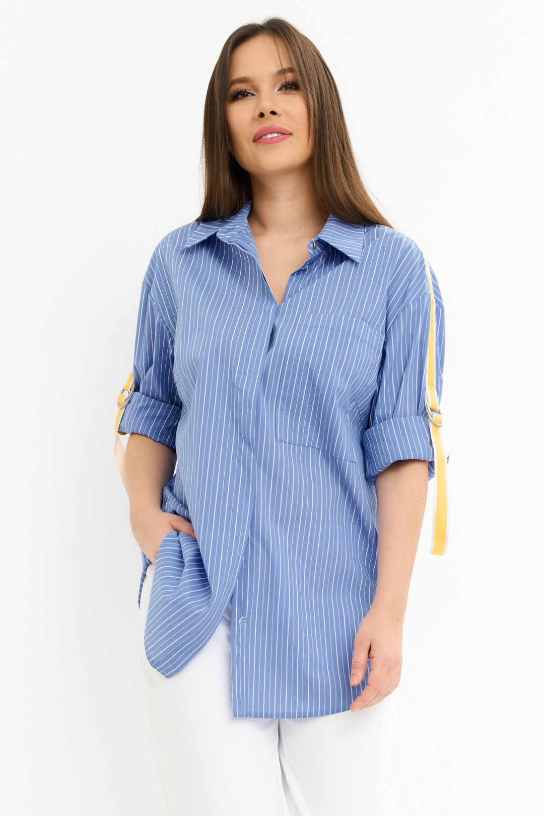 Блузка Магия Моды 2259 голубой в полоску - фото 1