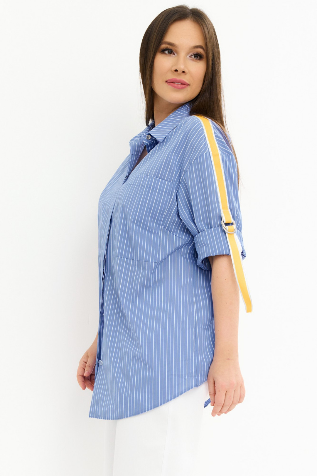 Блузка Магия Моды 2259 голубой в полоску - фото 3