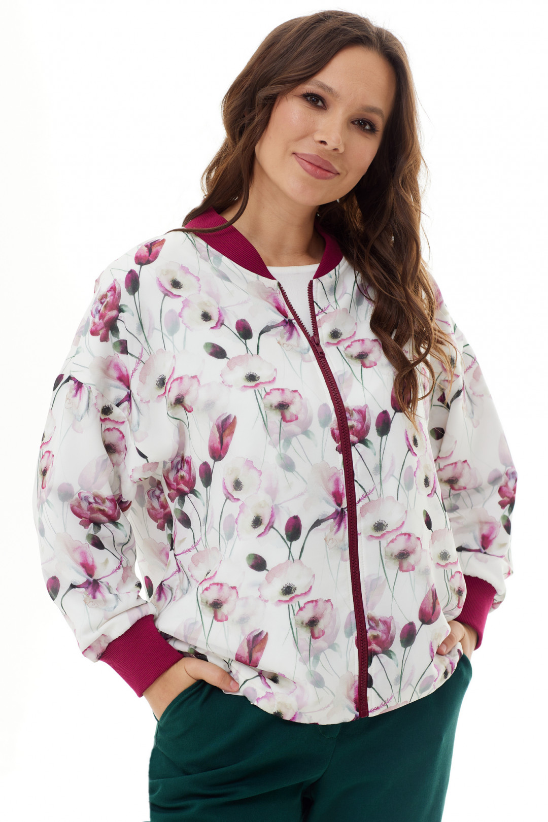 Жакет Магия Моды 2301 белый+ бордо - фото 1