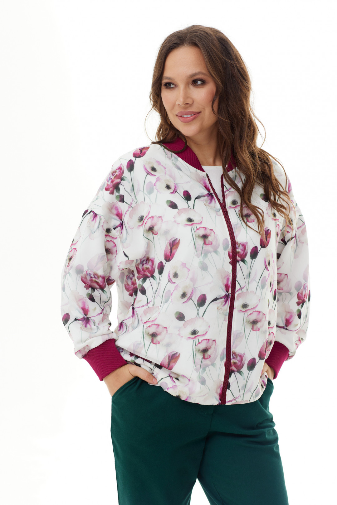 Жакет Магия Моды 2301 белый+ бордо - фото 2