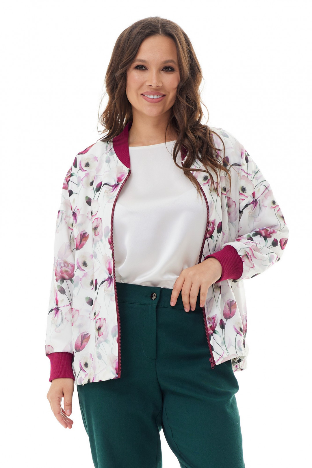 Жакет Магия Моды 2301 белый+ бордо - фото 4