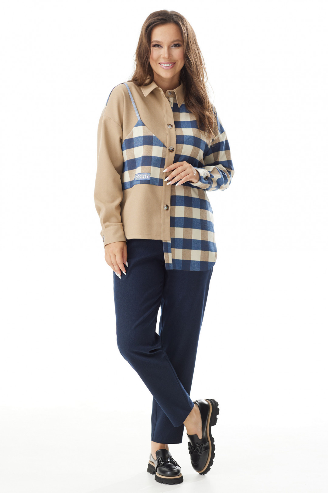 Костюм Магия Моды 2334 беж+ синий - фото 1