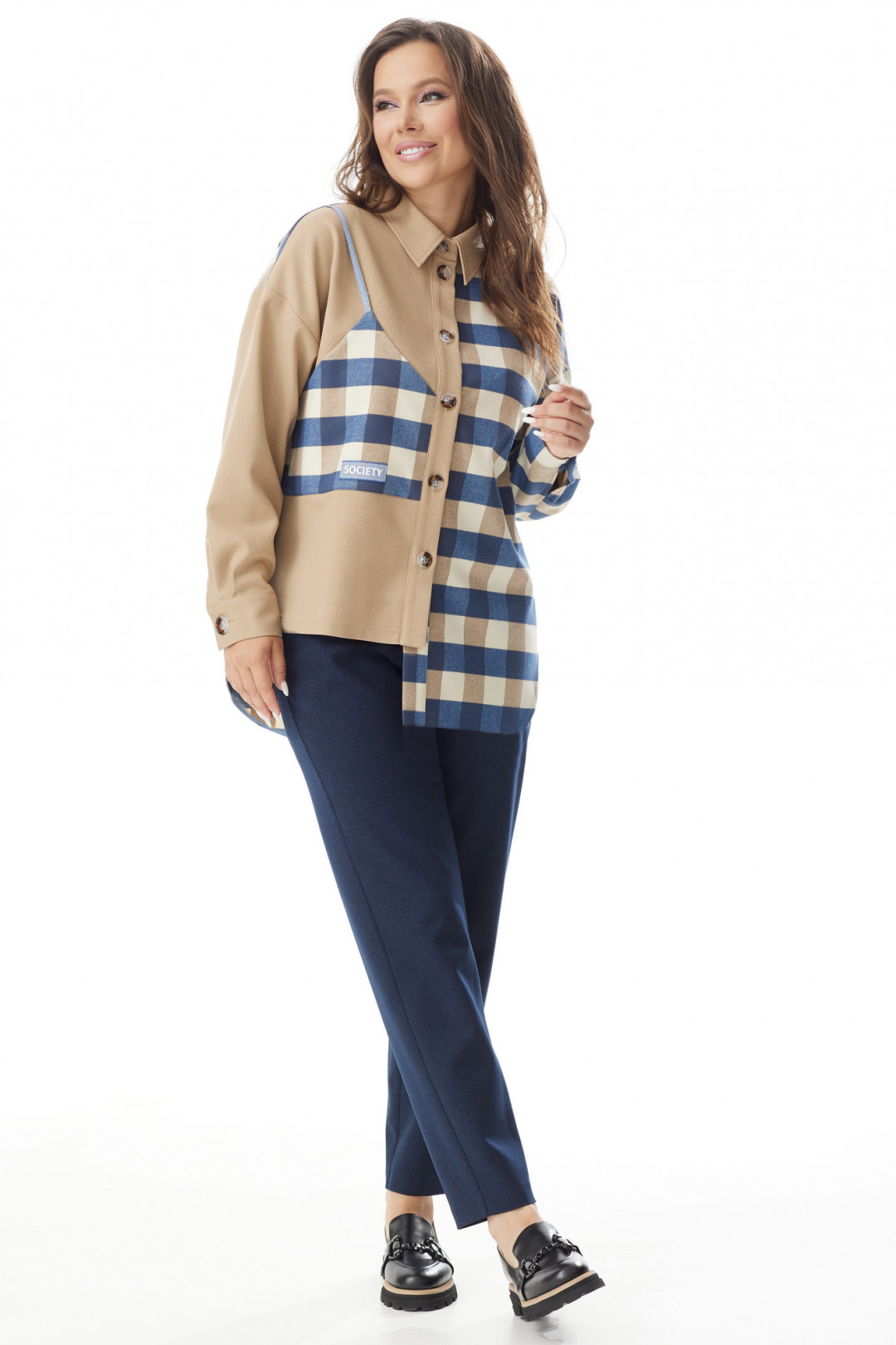 Костюм Магия Моды 2334 беж+ синий - фото 3