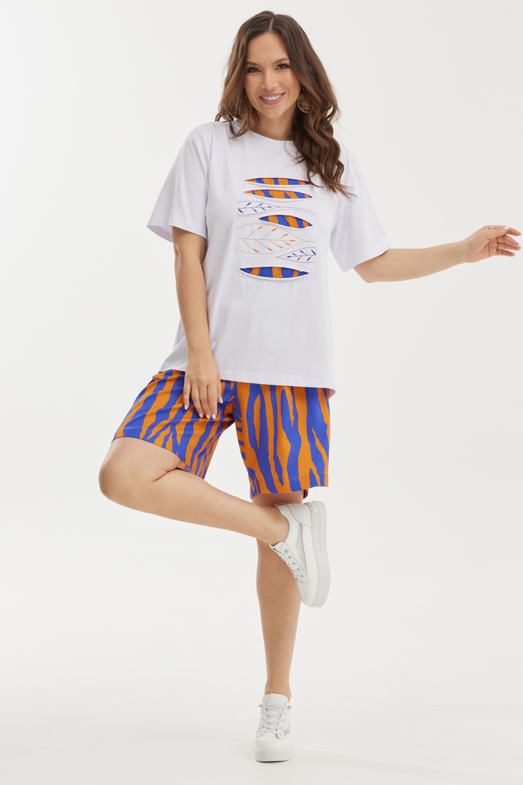 Костюм Магия Моды 2438 белый+синий+оранжевый - фото 6