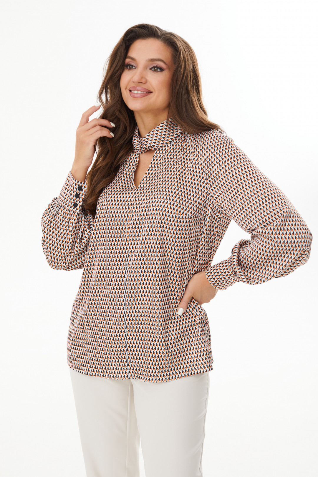 Блузка MALI 623-054 рыжий ромбик - фото 3