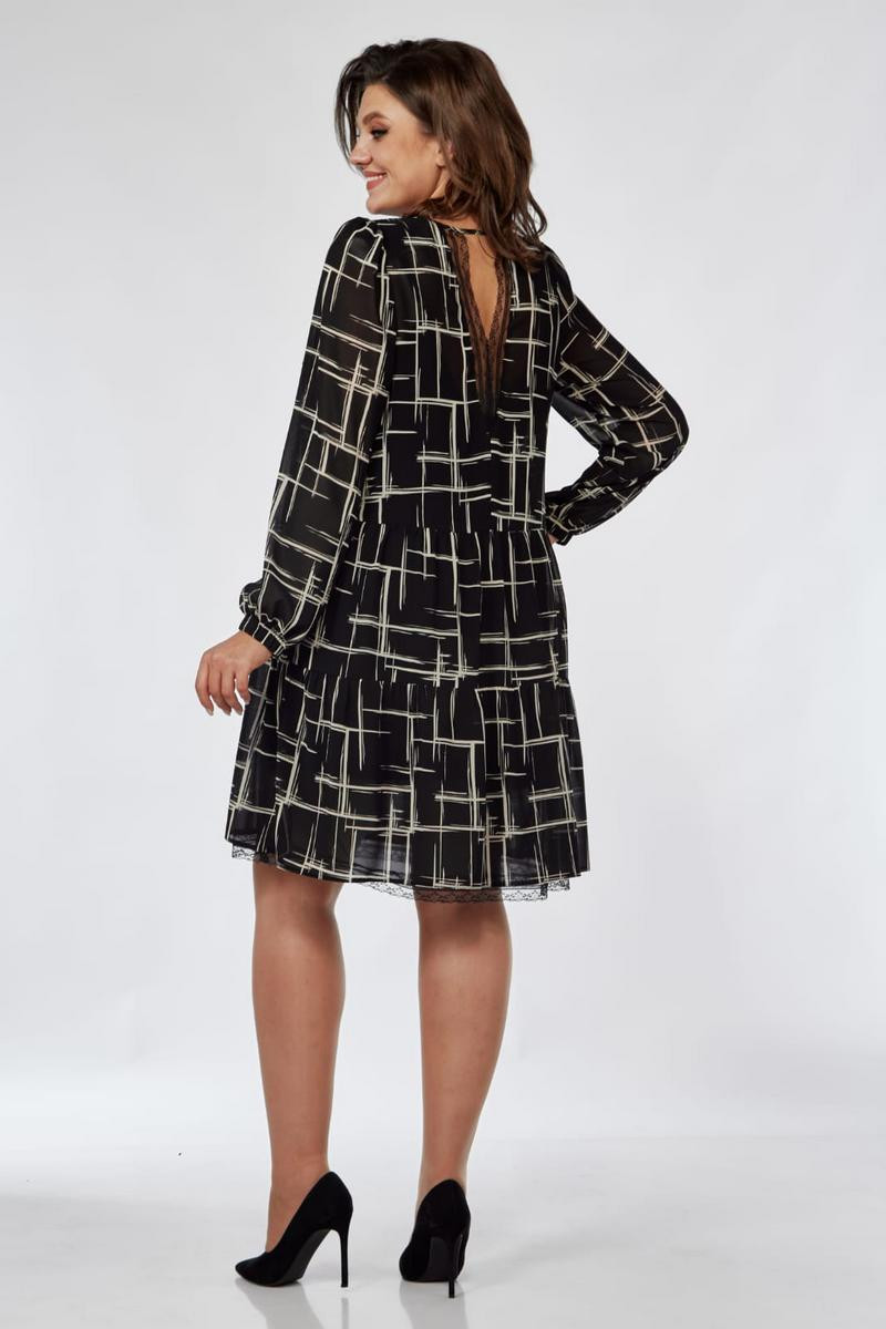 Платье Милора Стиль 1035 чёрное с белым - фото 2