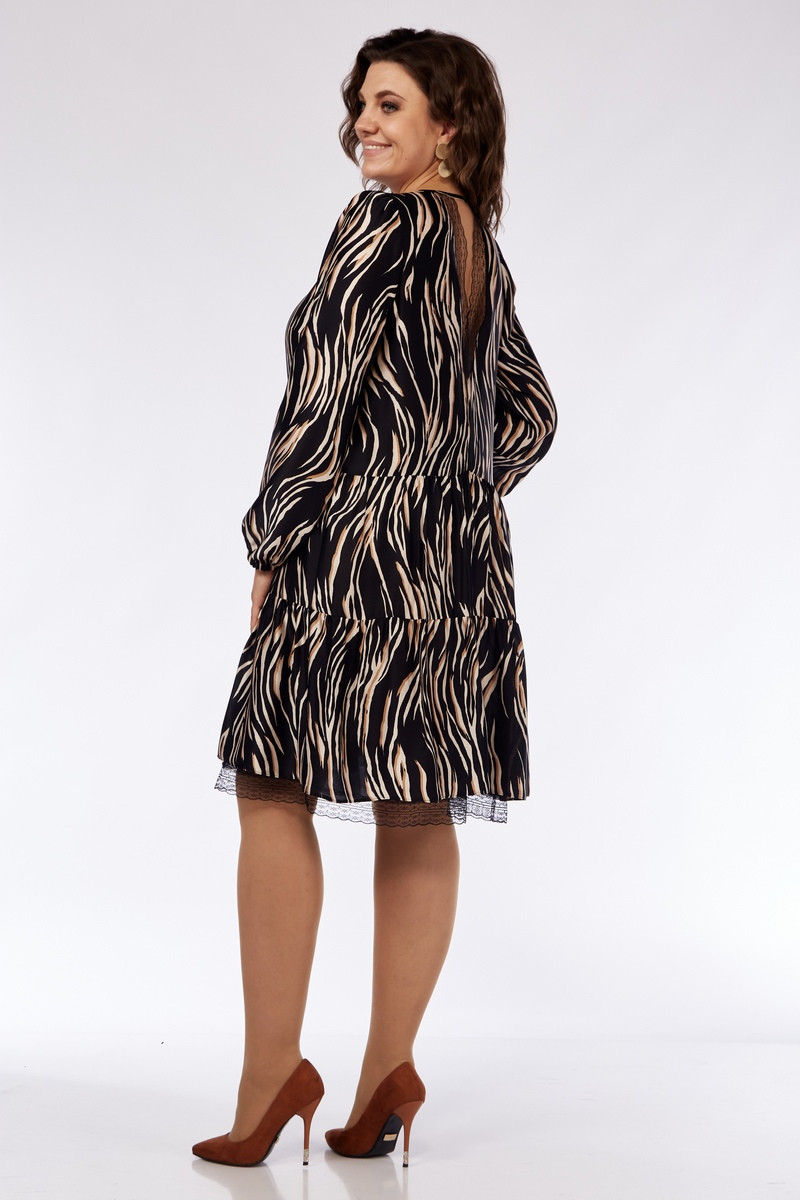 Платье Милора Стиль 1035 чёрное с бежевым - фото 3