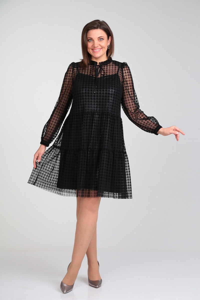 Платье Милора Стиль 1137 чёрная гусьлапка - фото 2