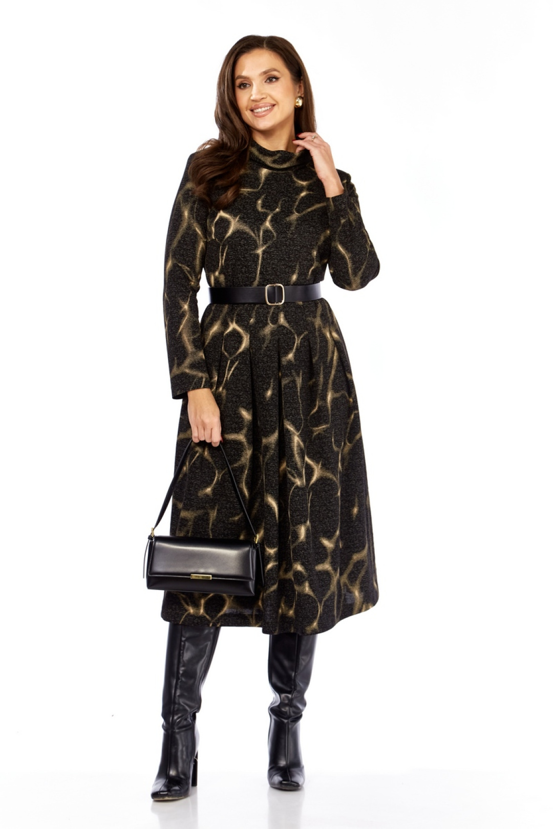 Платье Милора Стиль 1164-1 черный с разводами