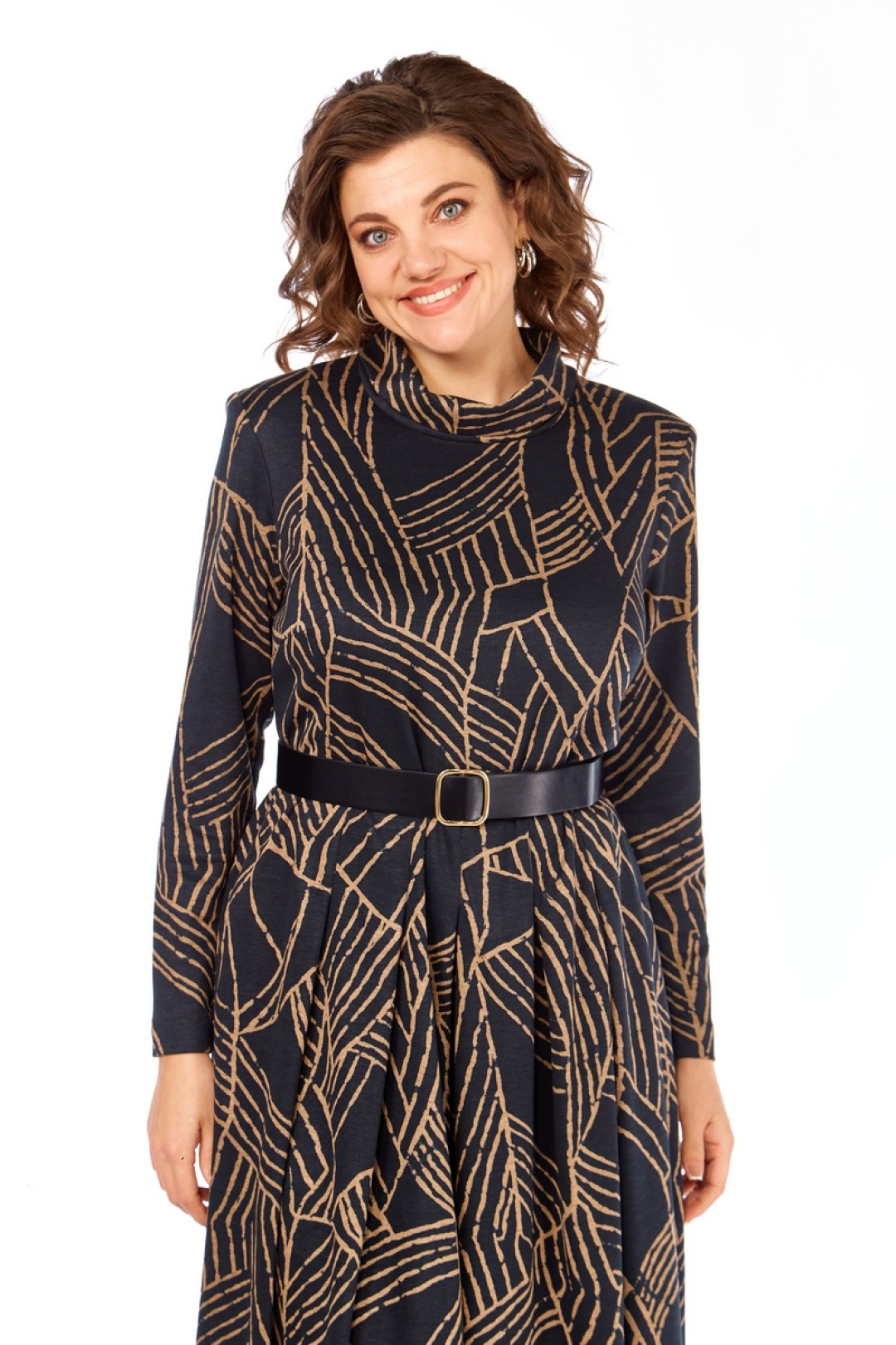 Платье Милора Стиль 1164/1 черный с листьями - фото 4