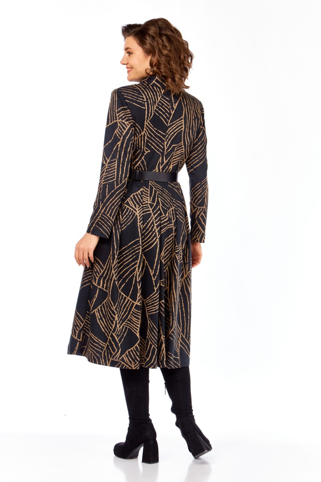 Платье Милора Стиль 1164/1 черный с листьями - фото 6