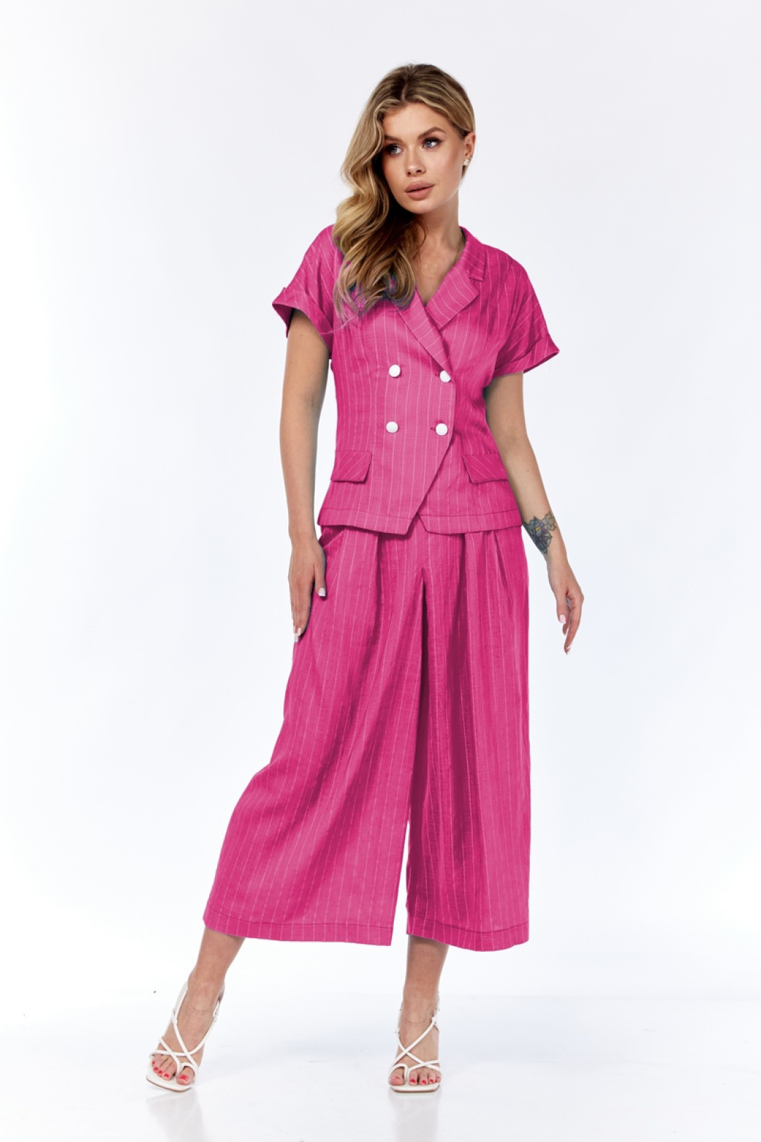 Костюм Милора Стиль 1245 фуксия + полоска