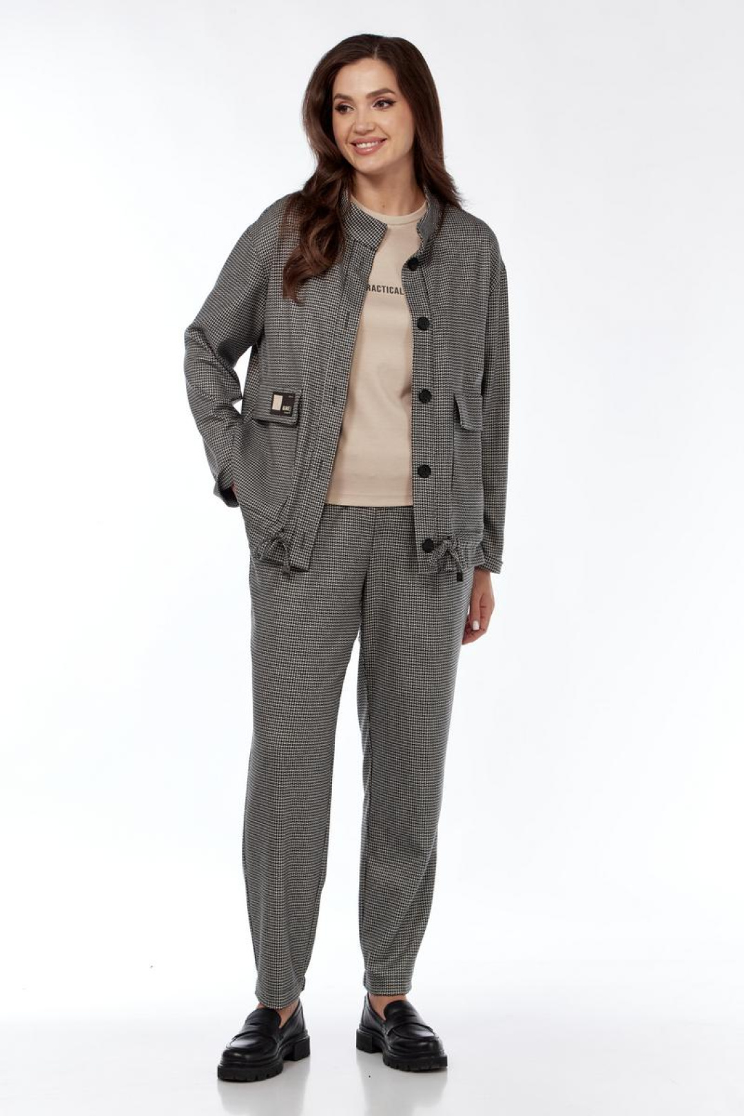 Костюм Милора Стиль 1252 гусь-лапка+черная - фото 1