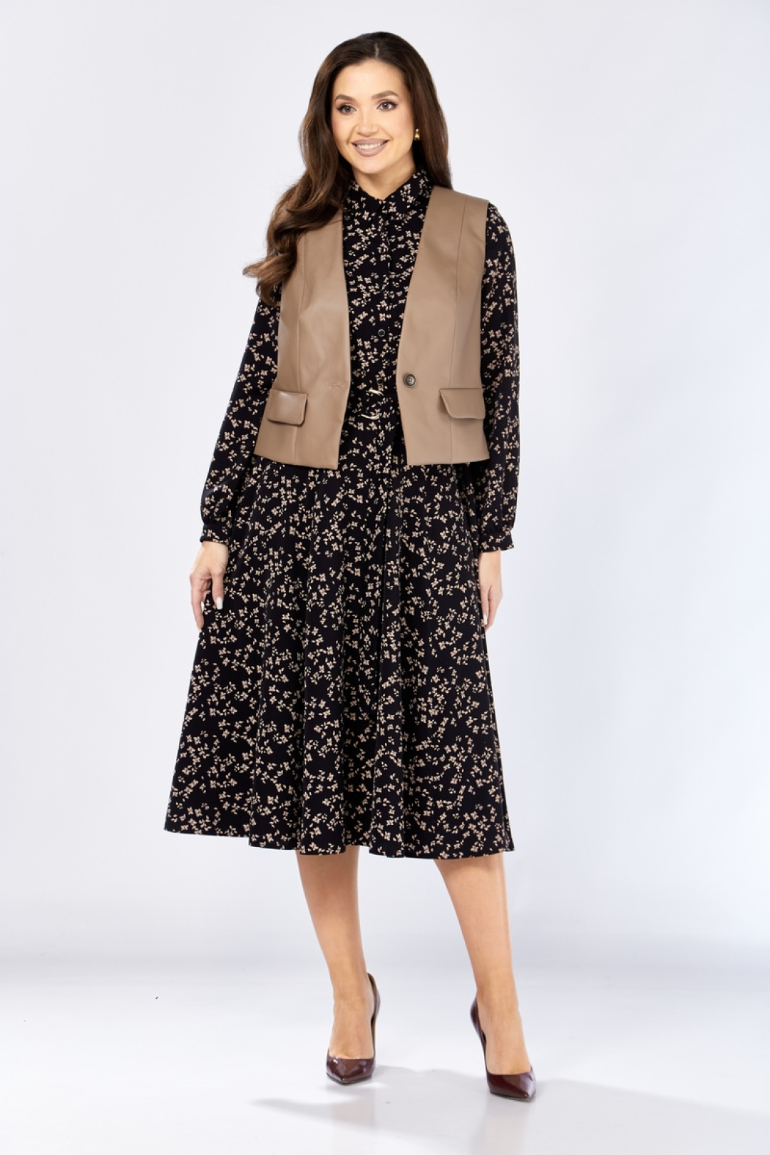 Комплект Милора Стиль 1380-1 черный + капучино (цветы) - фото 1