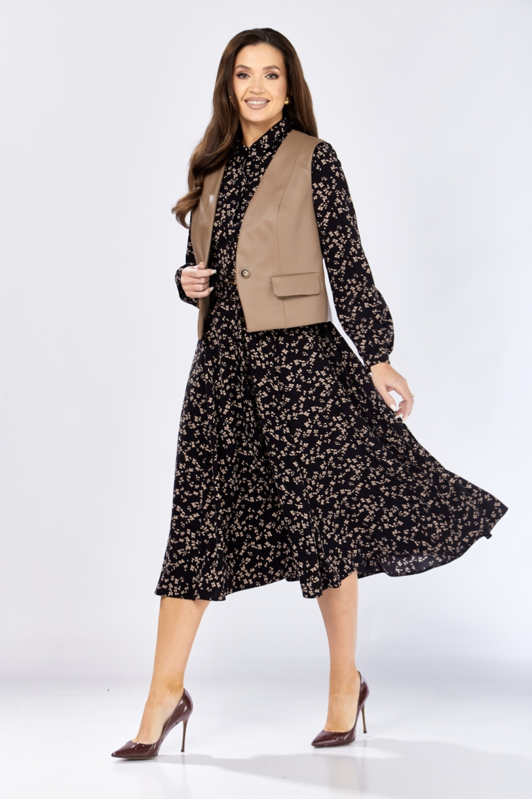 Комплект Милора Стиль 1380-1 черный + капучино (цветы) - фото 3