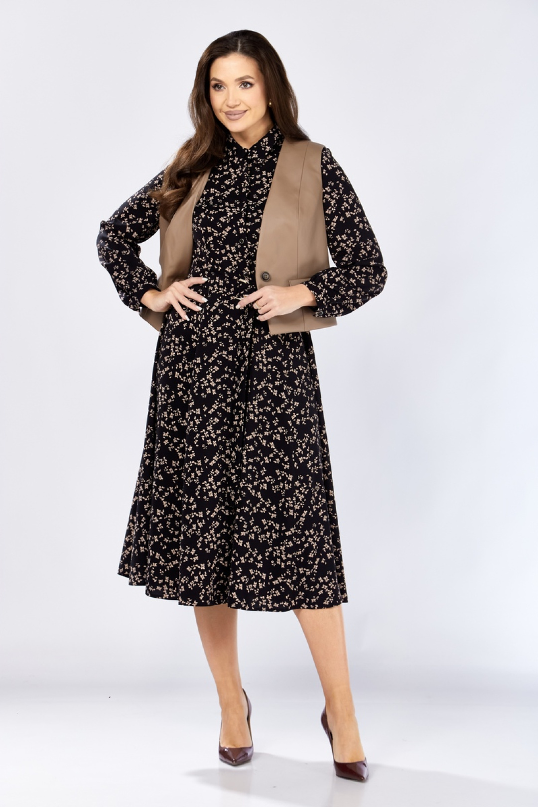 Комплект Милора Стиль 1380-1 черный + капучино (цветы) - фото 5