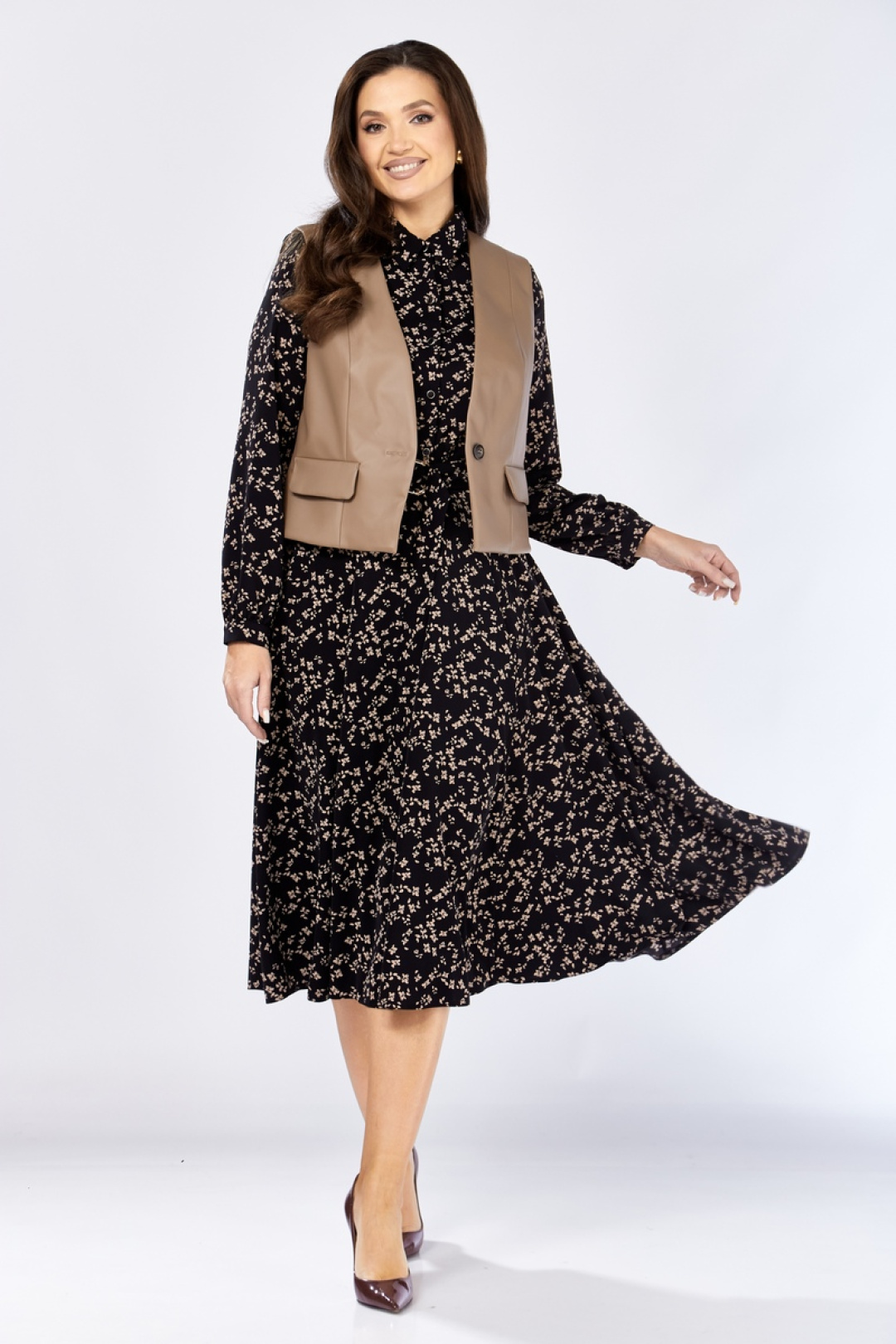 Комплект Милора Стиль 1380-1 черный + капучино (цветы) - фото 6