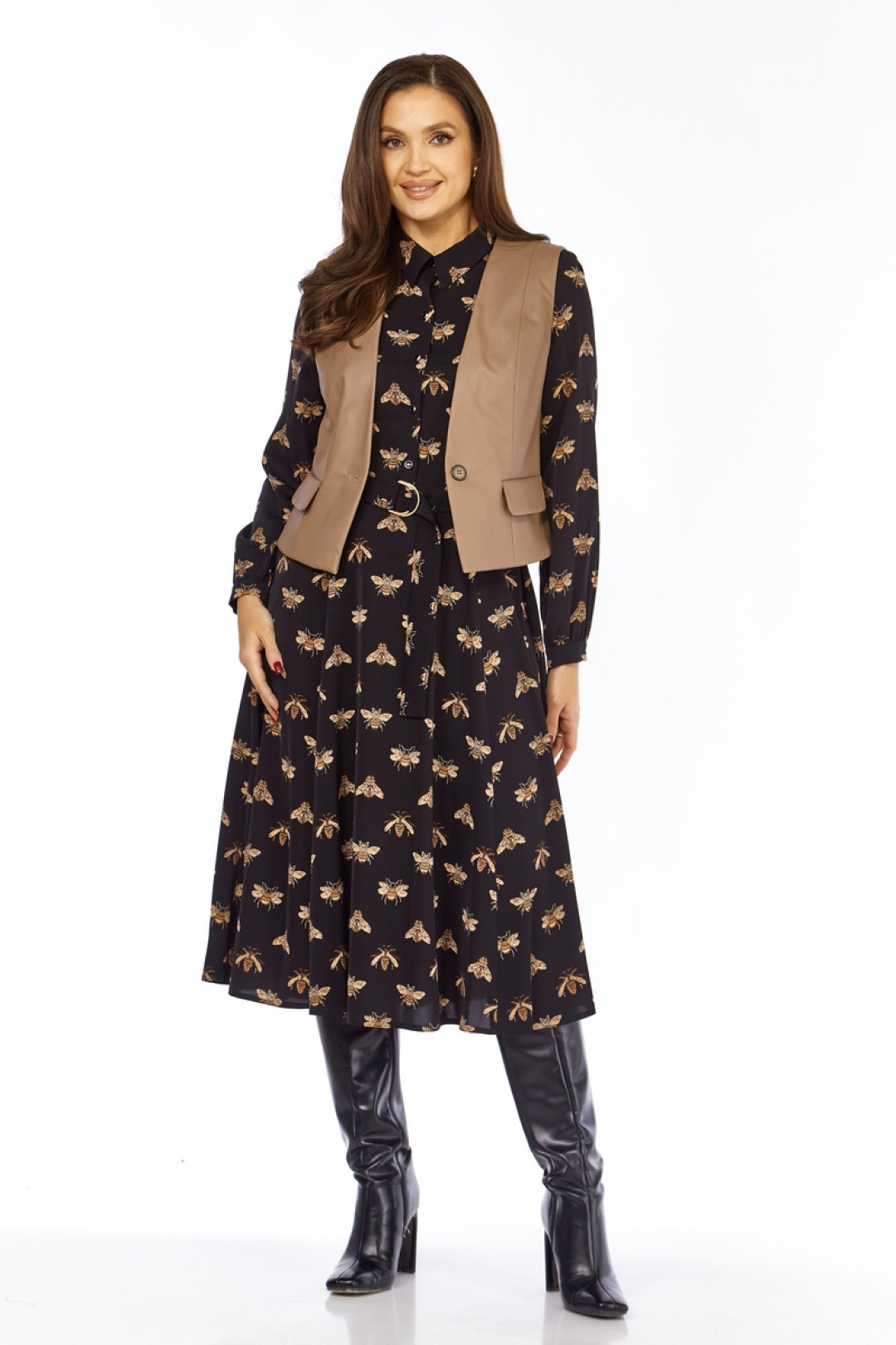 Костюм Милора Стиль 1380-1 черный + капучино (пчелы)