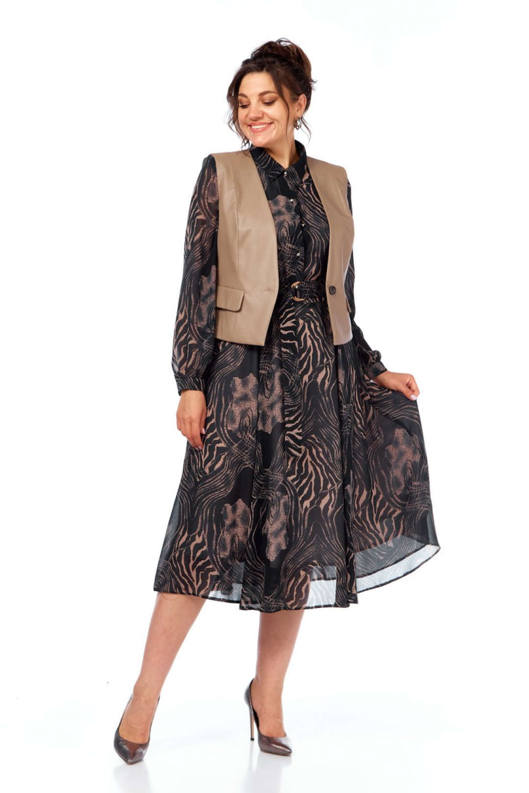Костюм Милора Стиль 1380 черный/капучино - фото 1