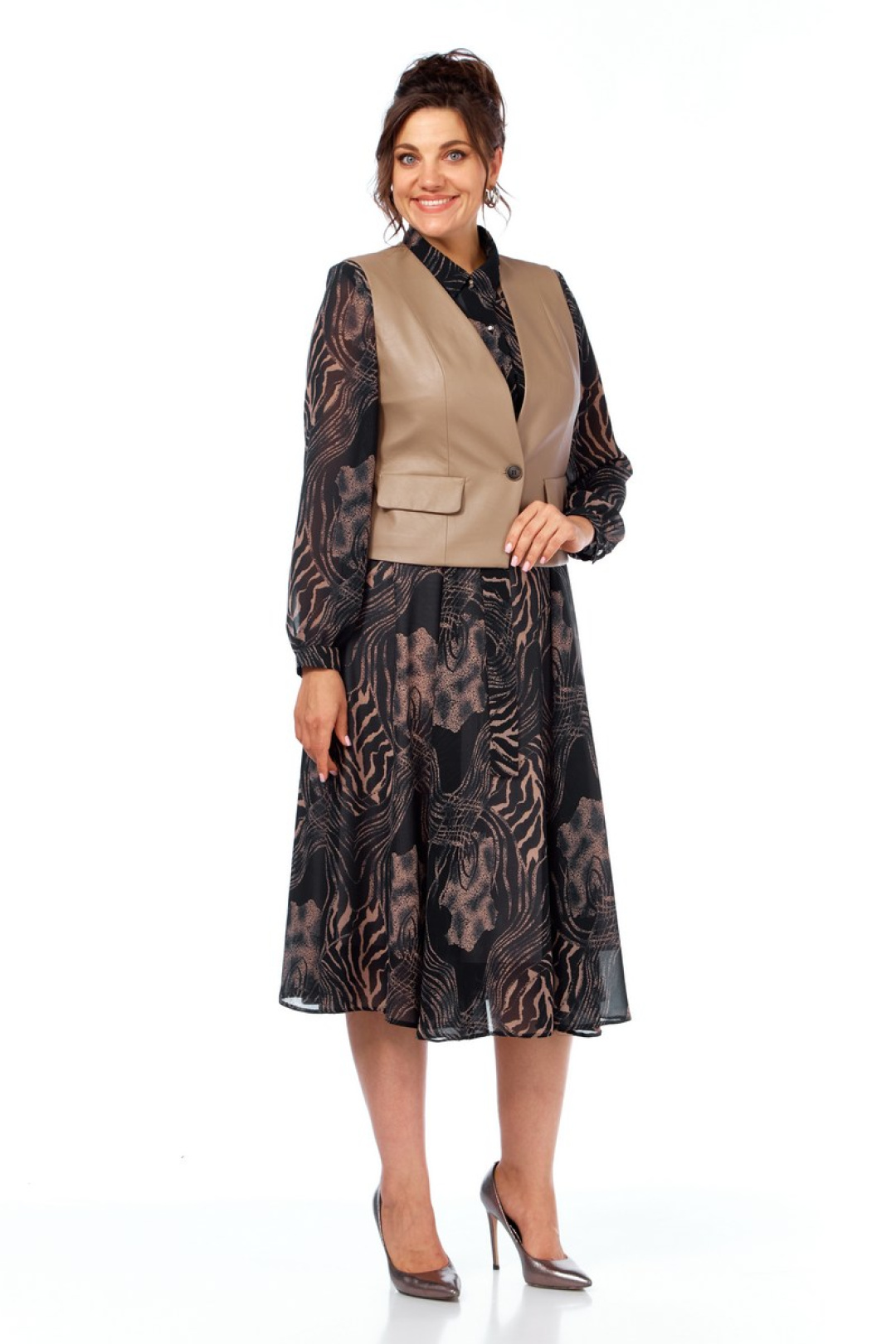 Костюм Милора Стиль 1380 черный/капучино - фото 2