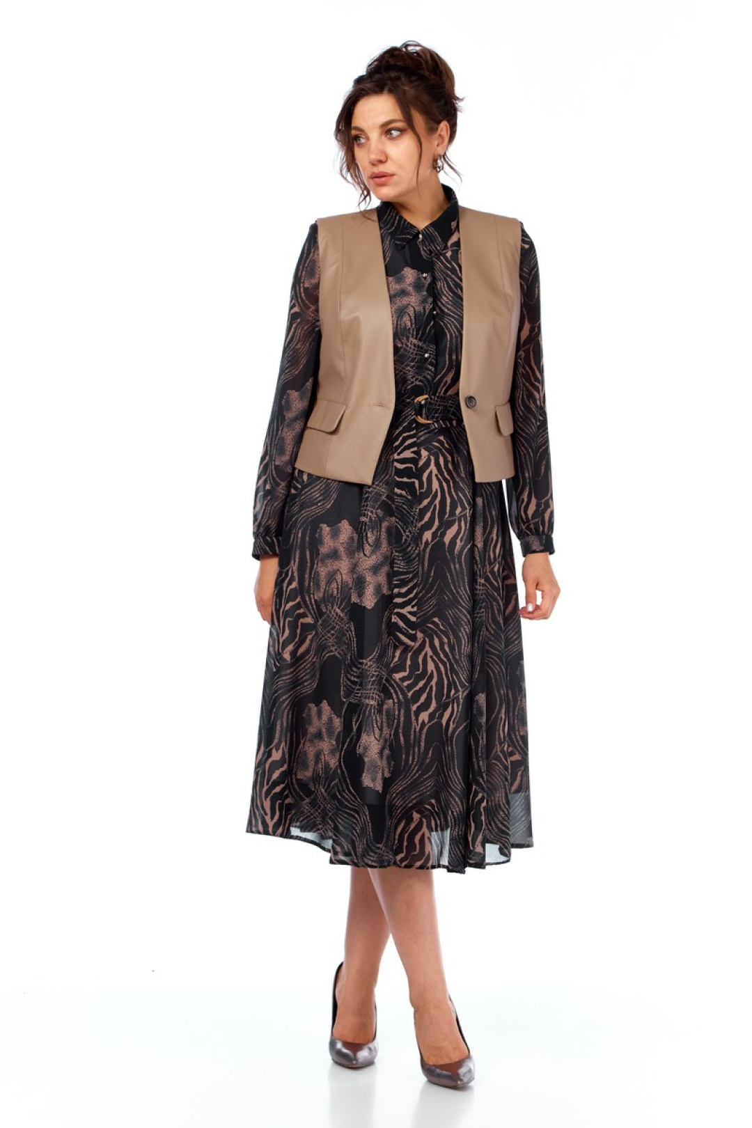 Костюм Милора Стиль 1380 черный/капучино - фото 3